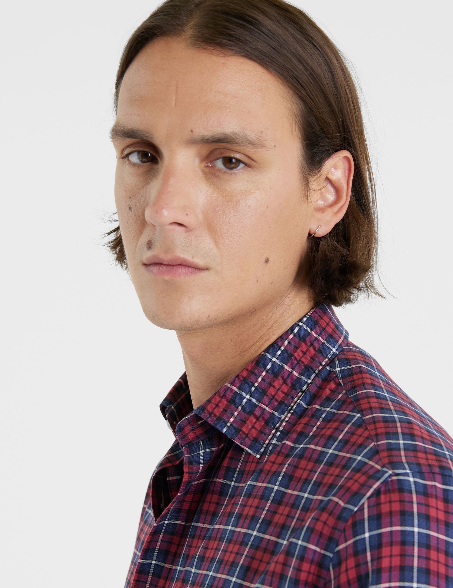 Chemise Auguste à carreaux rouges - Twill - Col Français#4