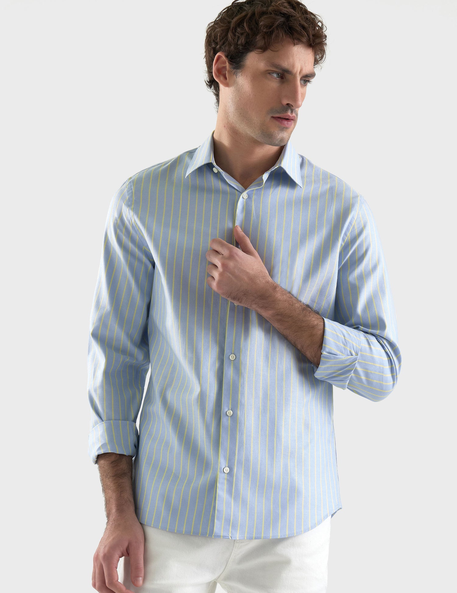 Chemise Ajustée rayée bleue - Pinpoint - Col Figaret#2