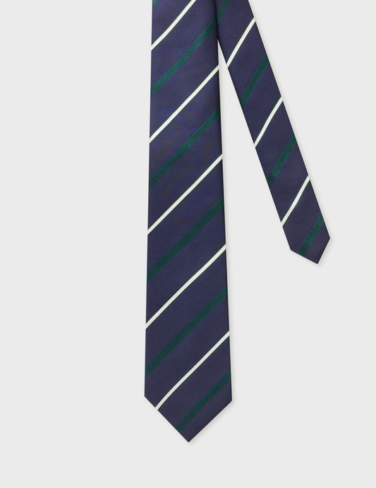 Tricolor club navy silk tie