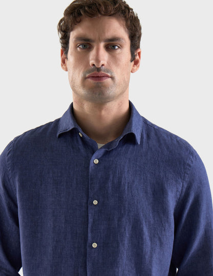 Aristote shirt in dark blue linen