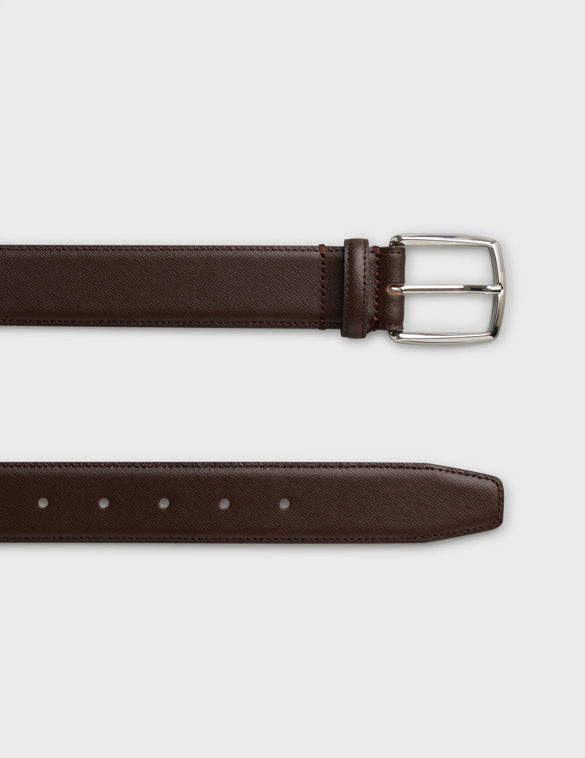 Brown grained leather belt