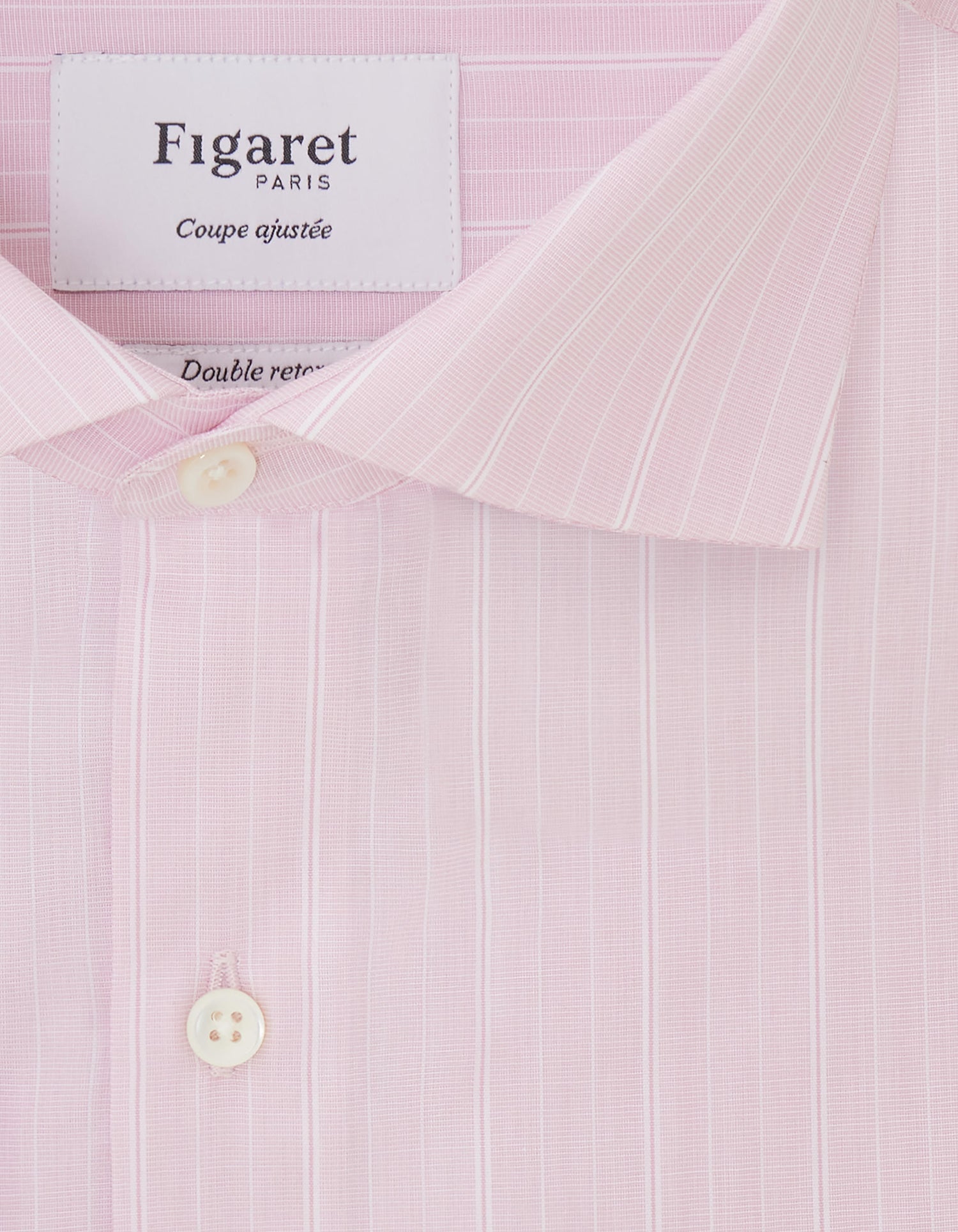 Chemise Ajustée rose rayée - Fil-à-fil - Col Italien#2