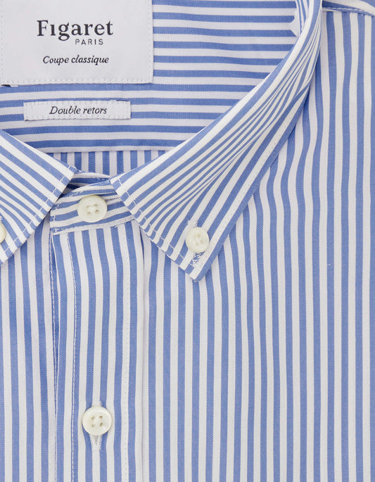 Classic blue striped short-sleeved shirt