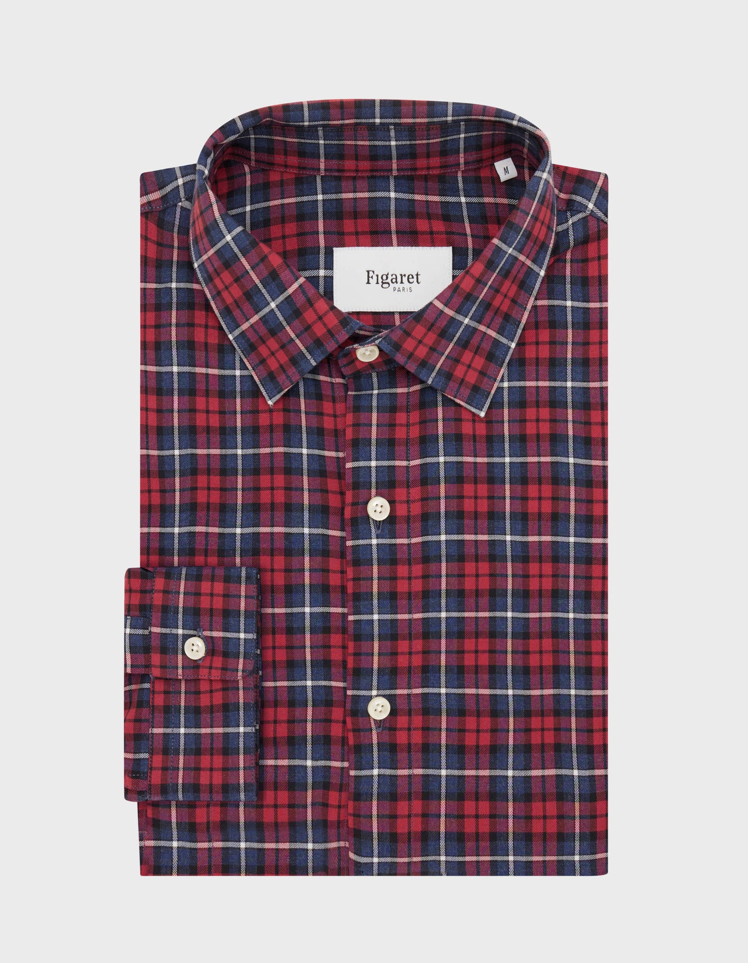 Chemise Auguste à carreaux rouges - Twill - Col Français