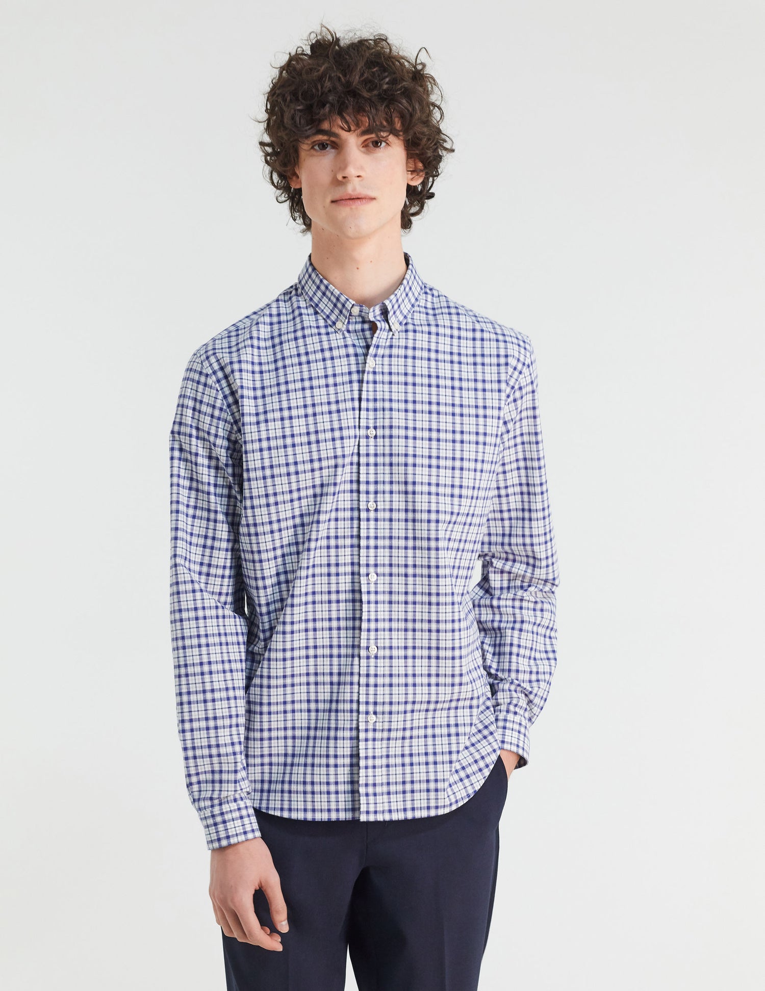 Gaspard shirt with blue checks - Poplin - American Collar#2