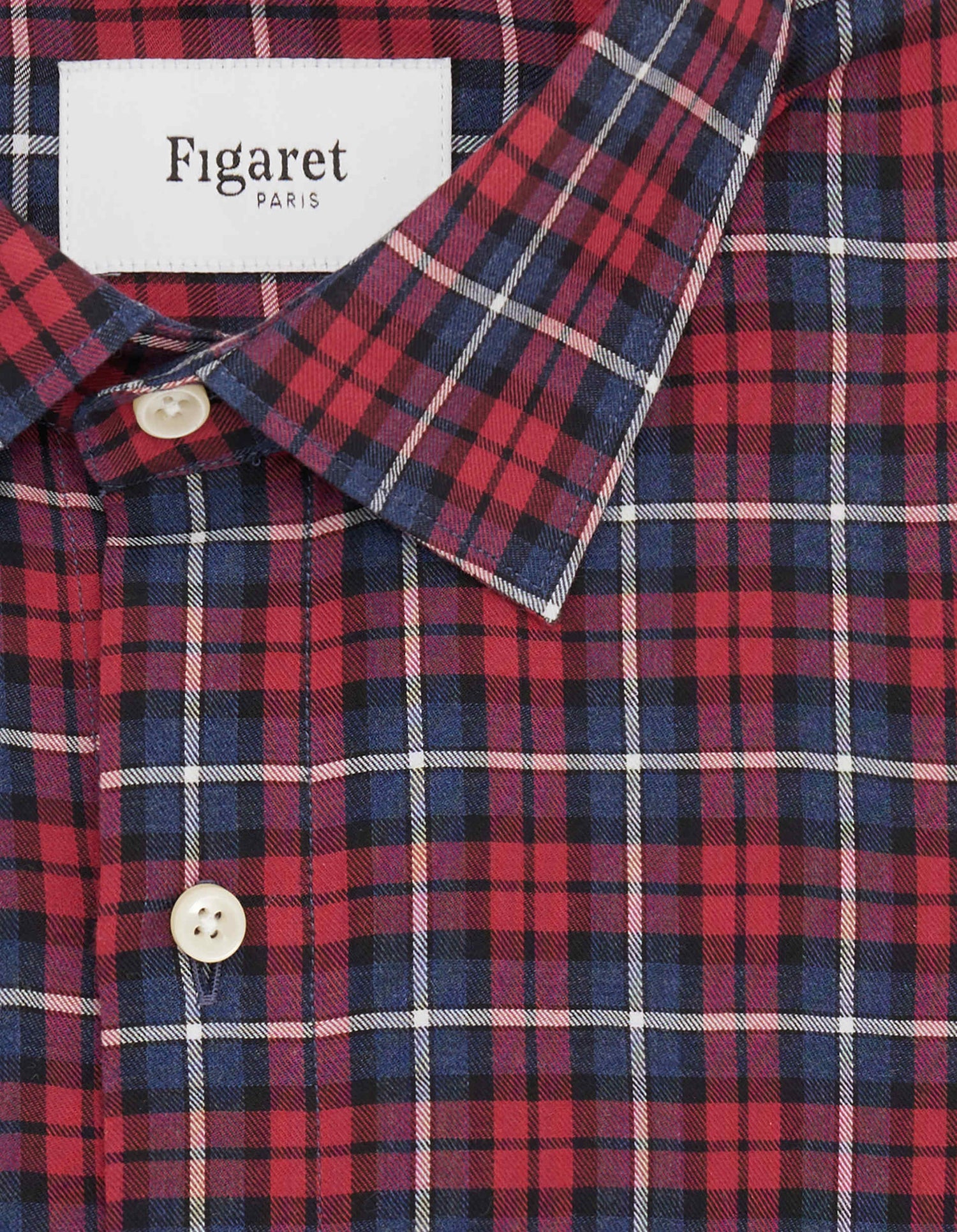 Chemise Auguste à carreaux rouges - Twill - Col Français#7