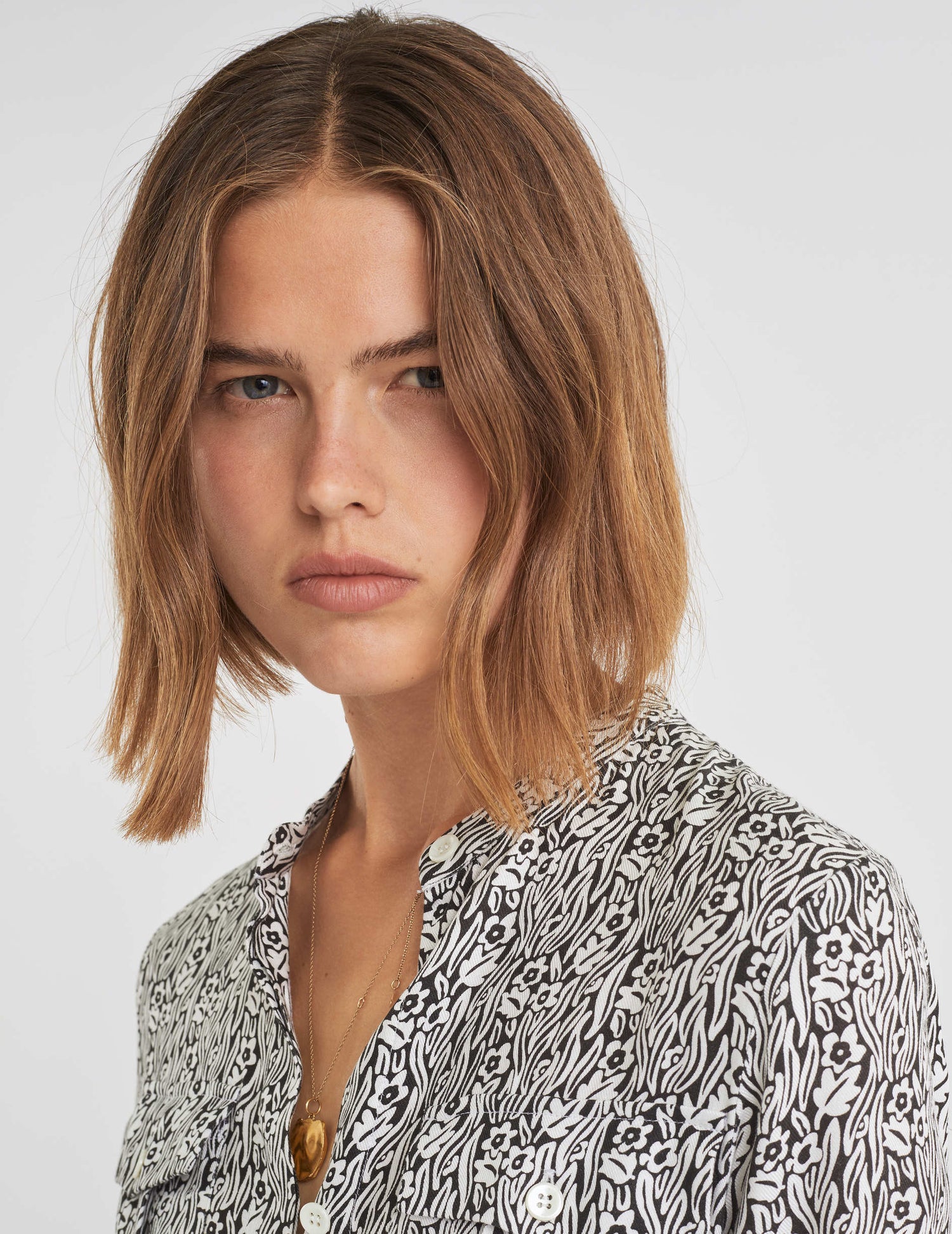 Robe Ava en viscose imprimée noir et blanc - Twill#5