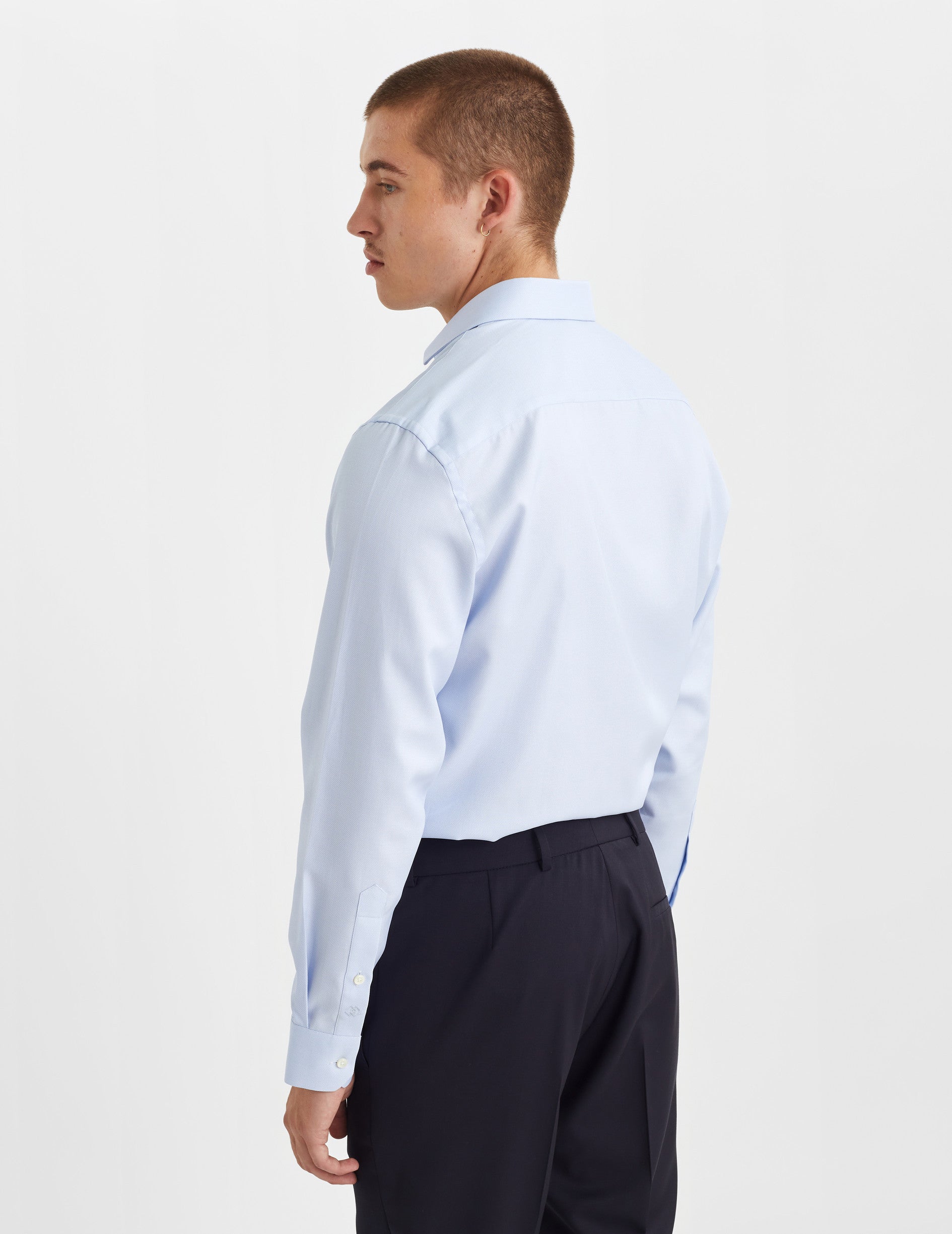 Semi-fitted blue shirt - Shaped - Italian Collar