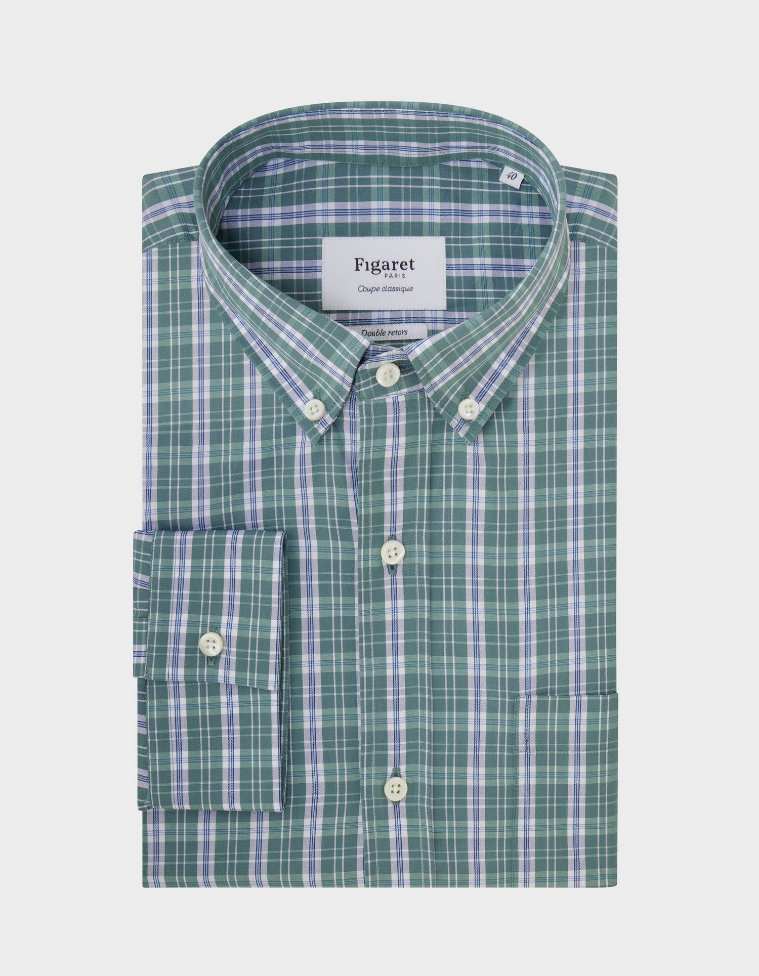 Classic Green Check Shirt - Poplin - American Collar