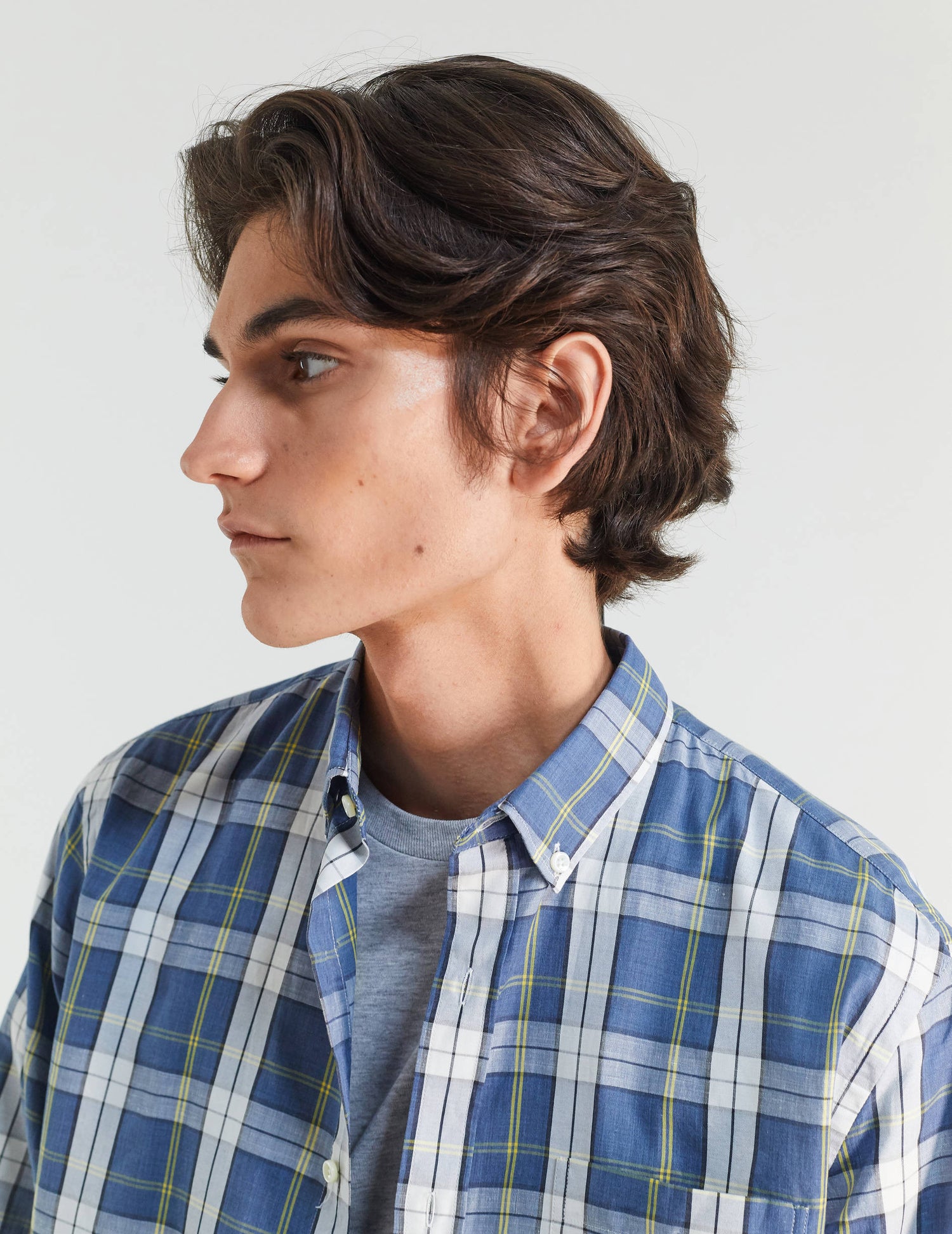 Gabriel shirt with blue checks - Poplin - American Collar#5