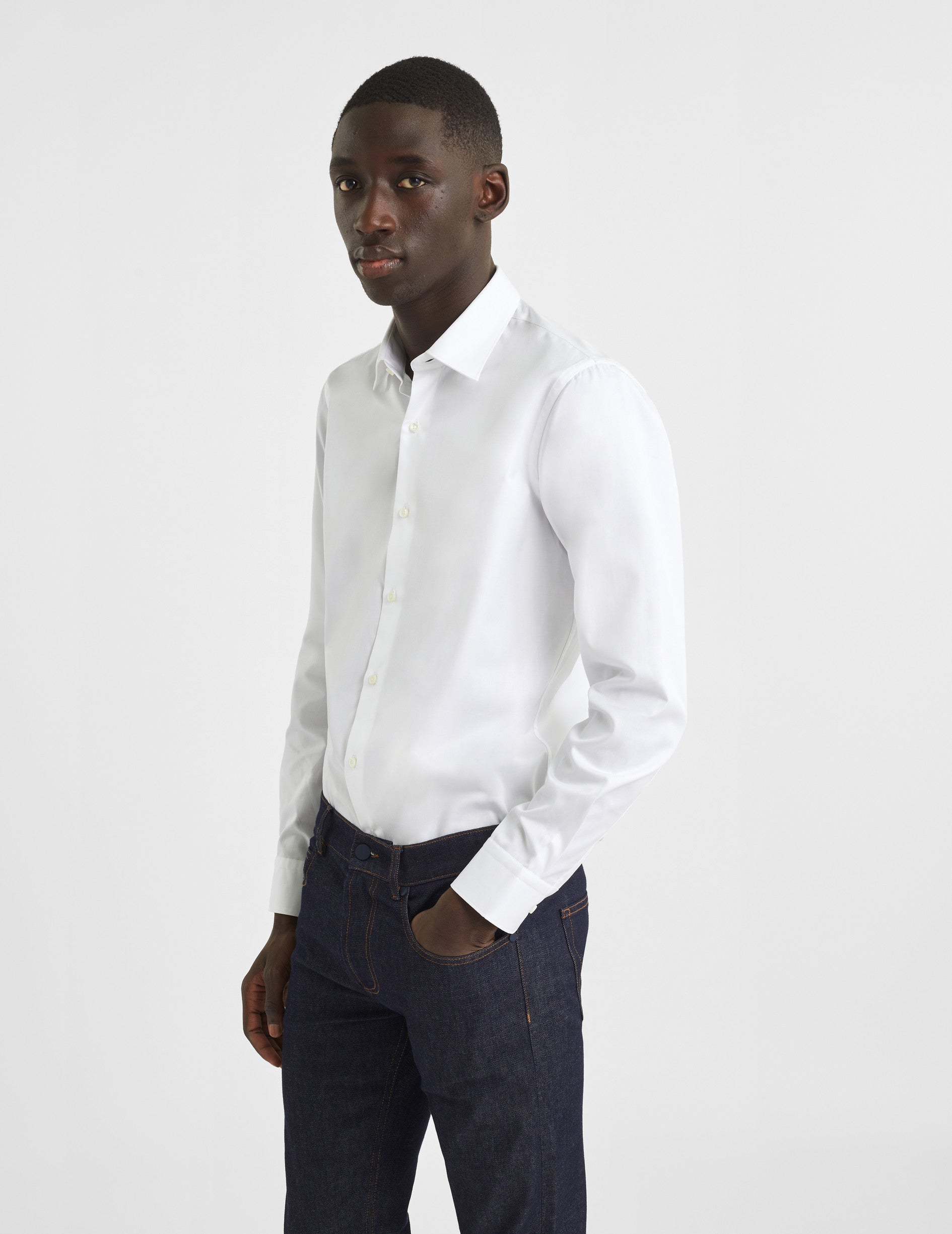 Semi-fitted white shirt - Twill - Figaret Collar