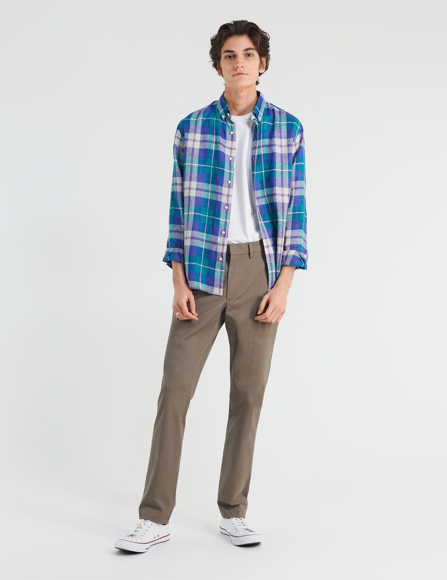 Gaspard linen shirt with blue checks - Linen - American Collar#4