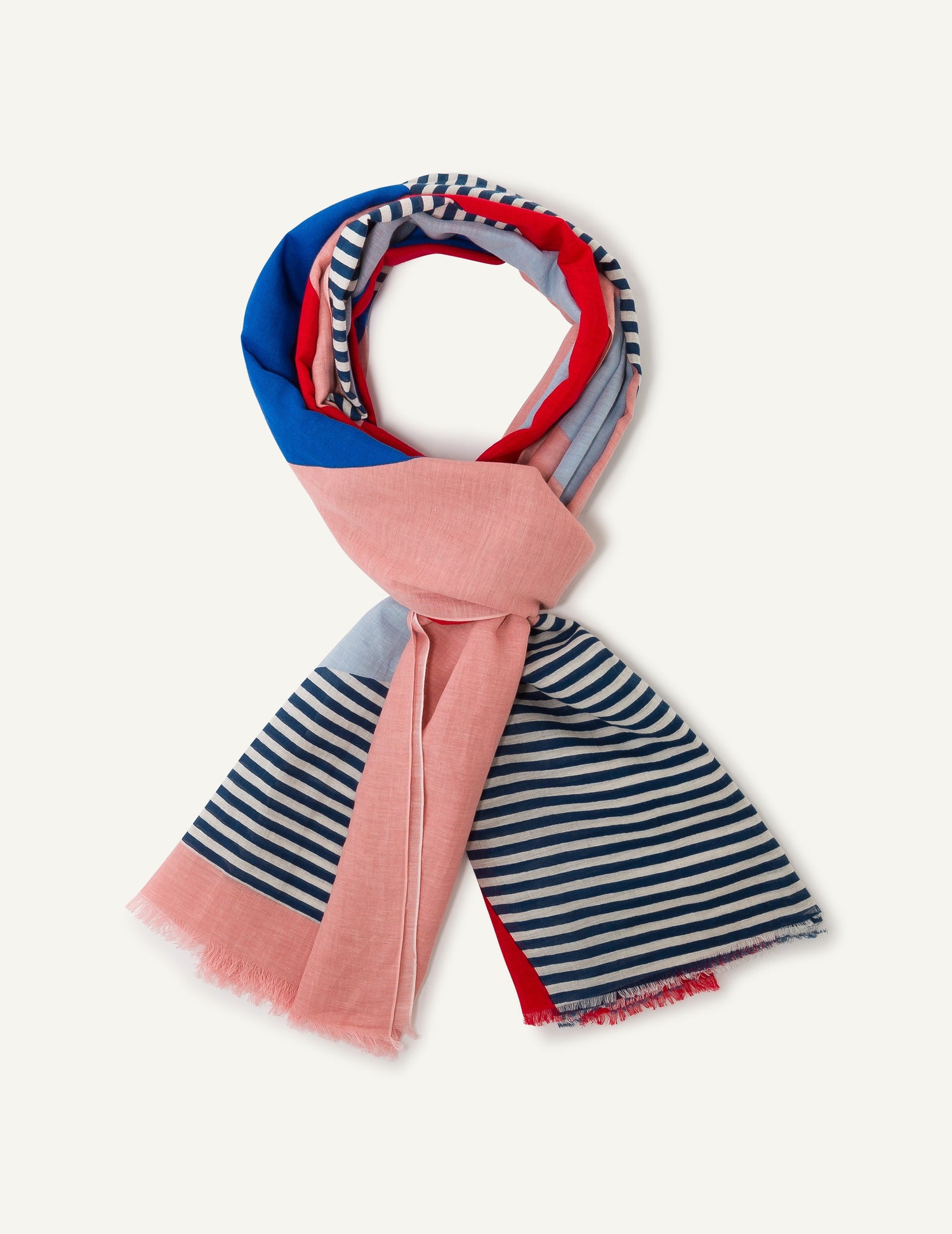 Multicolored scarf with geometric patterns
