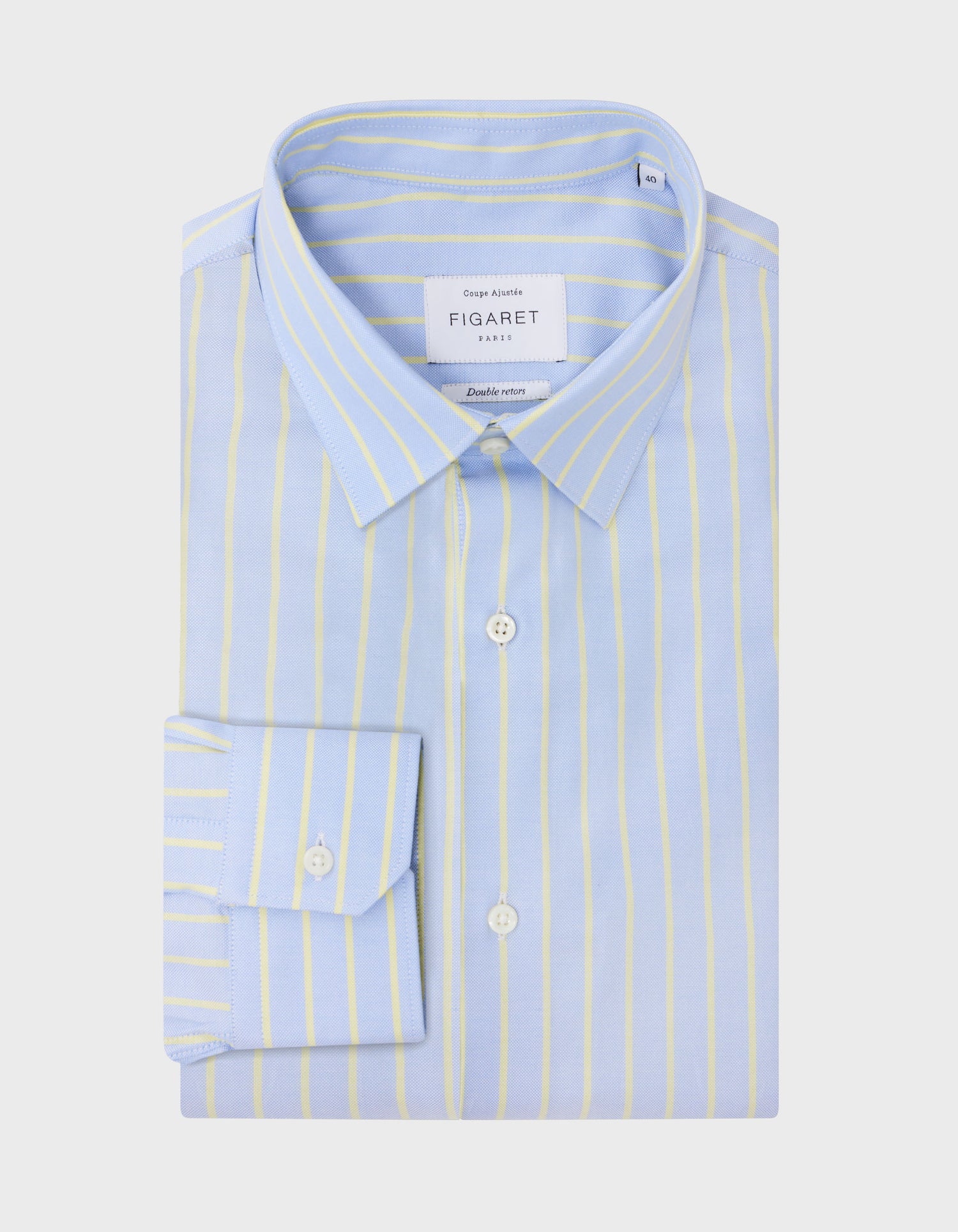 Chemise Ajustée rayée bleue - Pinpoint - Col Figaret