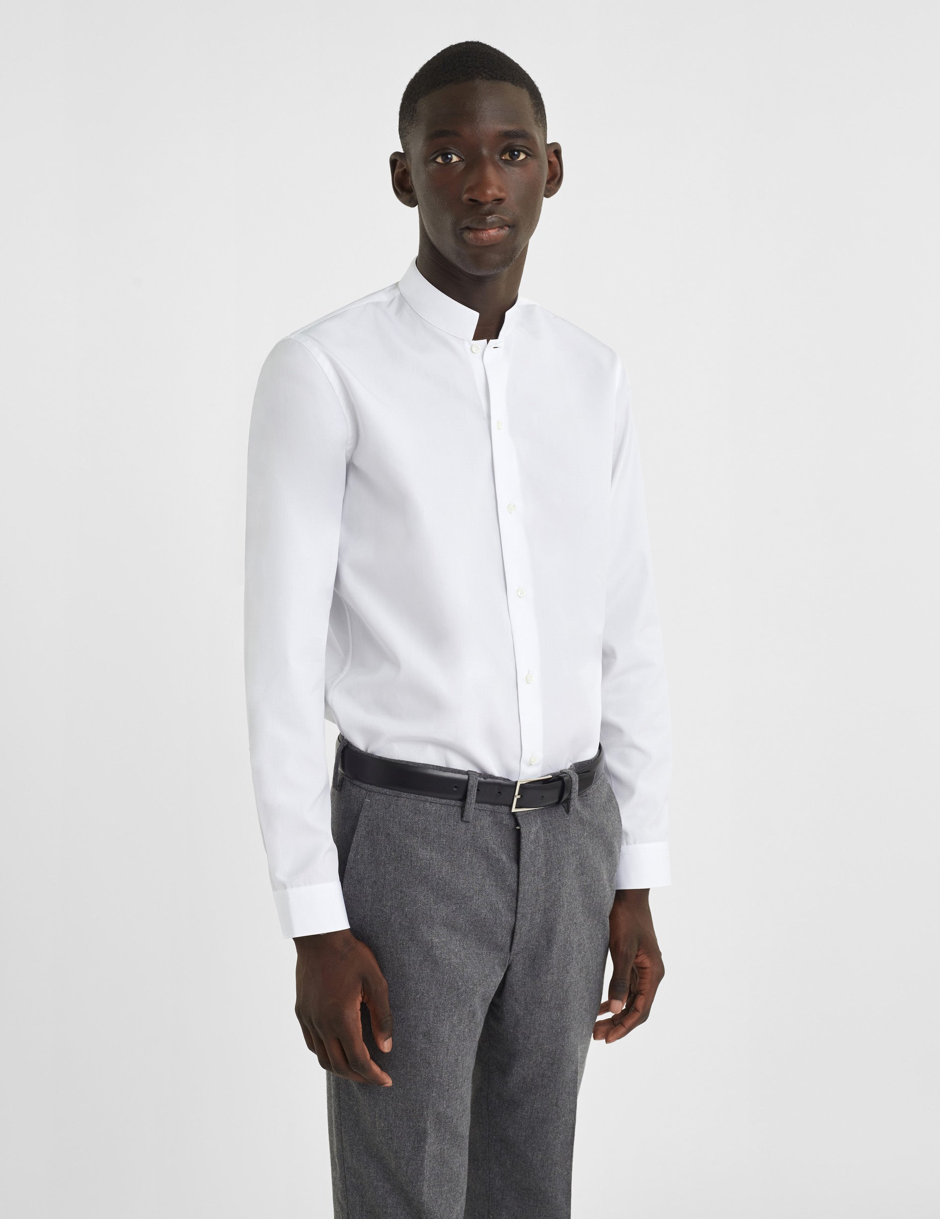 Semi-fitted white shirt - Poplin - Right Collar