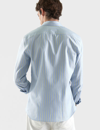 Blue striped fitted shirt