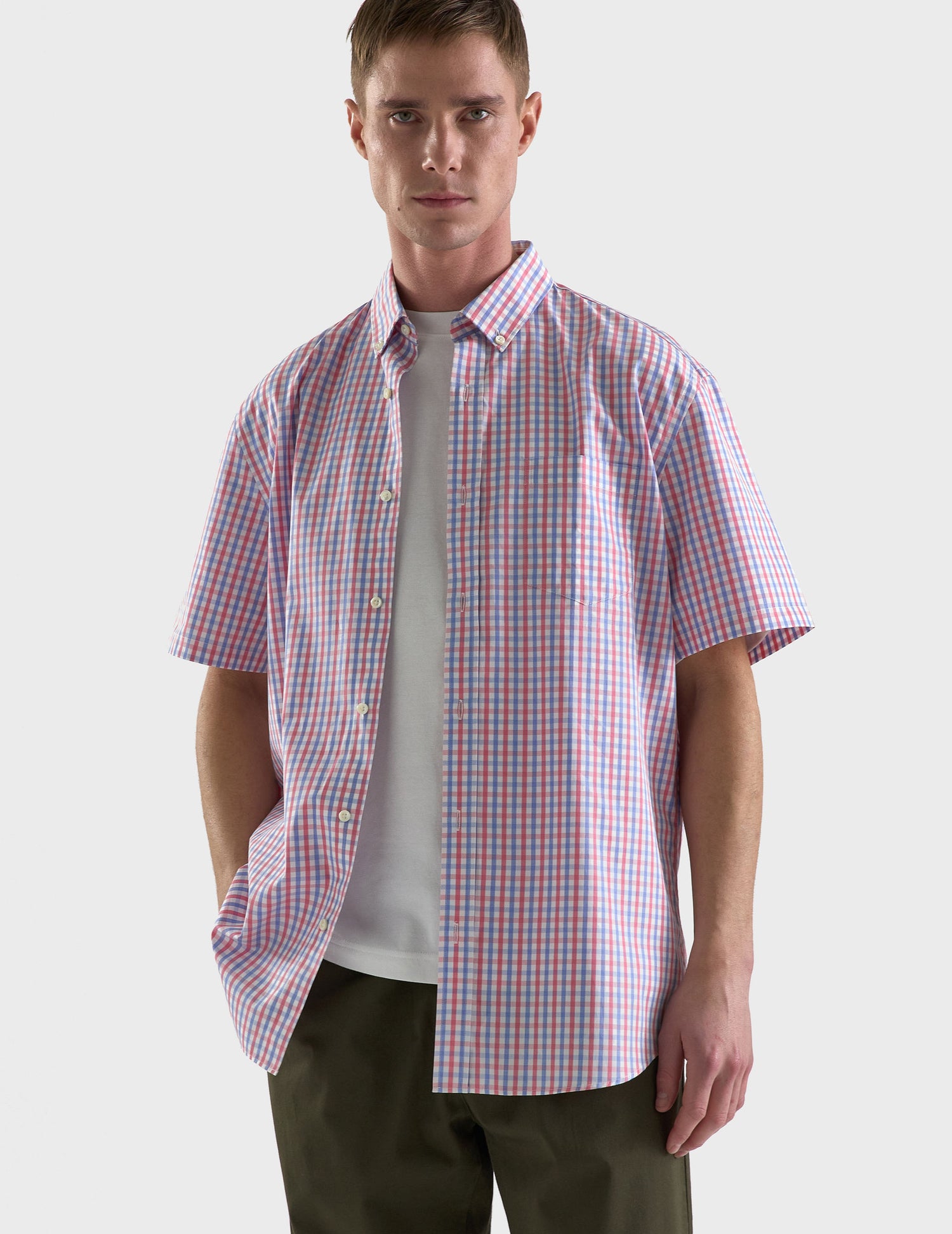 Classic Checked Short Sleeve Shirt - Poplin - American Collar#2