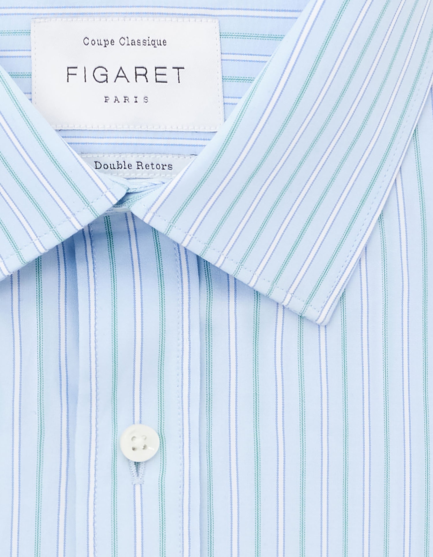 Chemise Classique rayée bleue - Popeline - Col Figaret#2