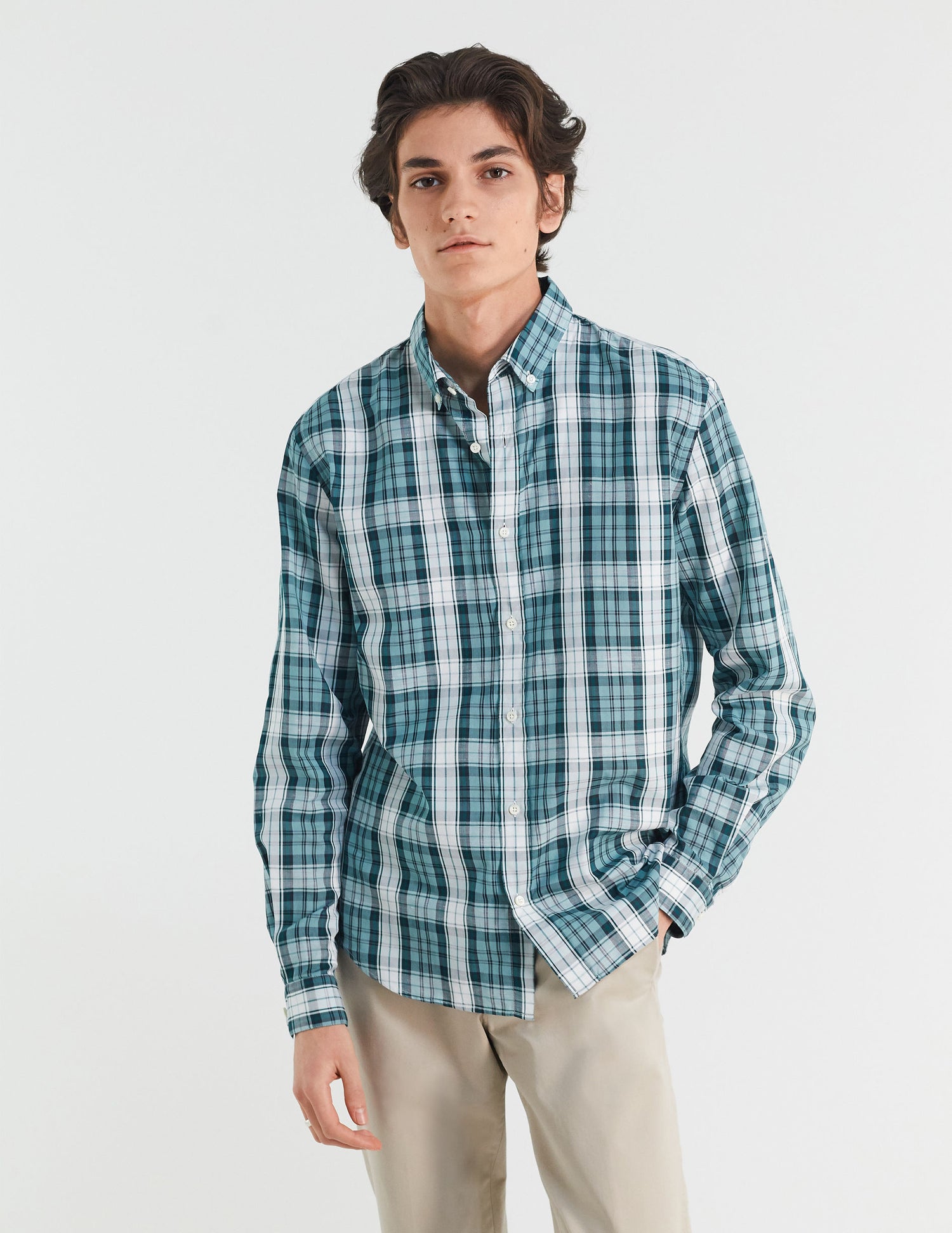 Gaspard shirt with green checks - Poplin - American Collar#2