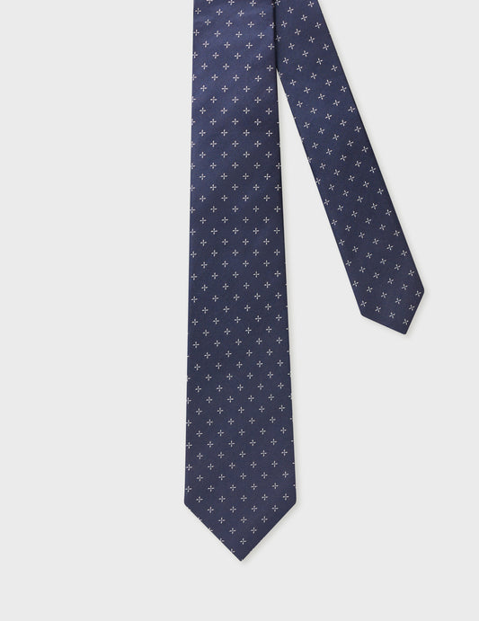 7-ply tie in patterned navy silk