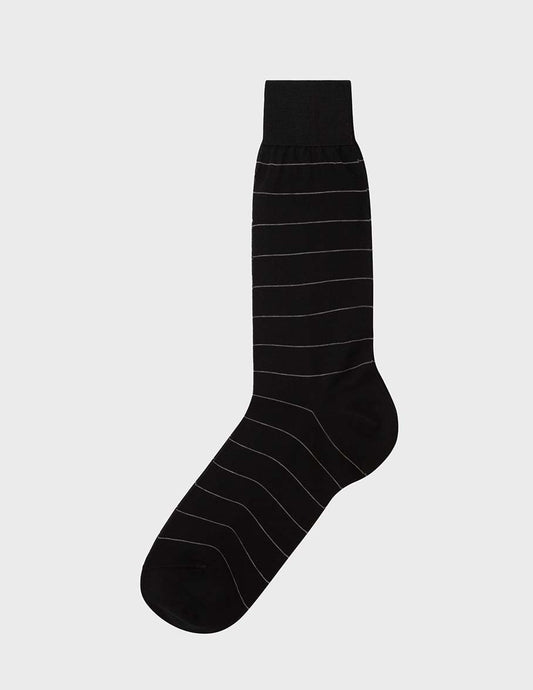 Striped black lisle thread socks