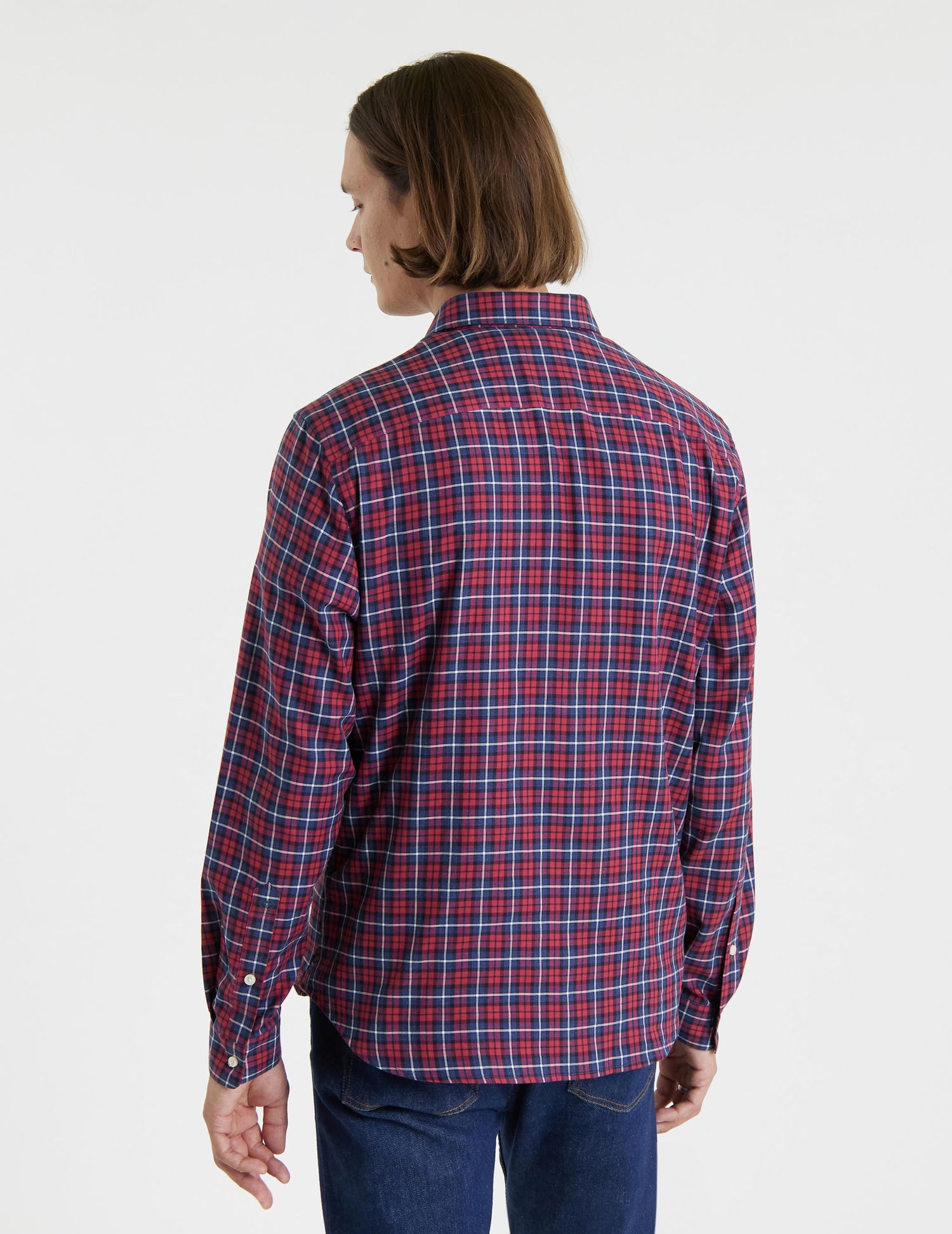 Chemise Auguste à carreaux rouges - Twill - Col Français#5