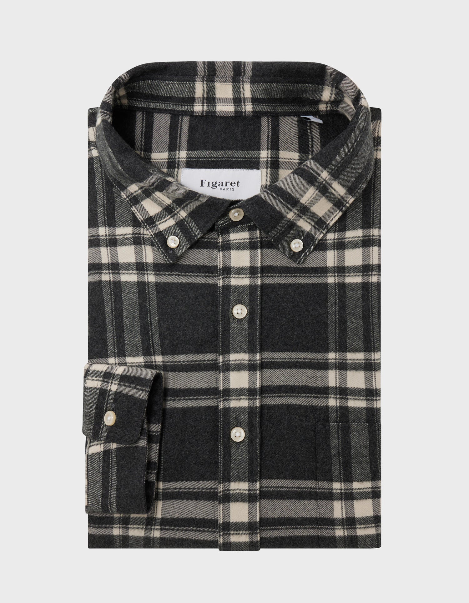 Gabriel shirt with gray checks - Flannel - American Collar