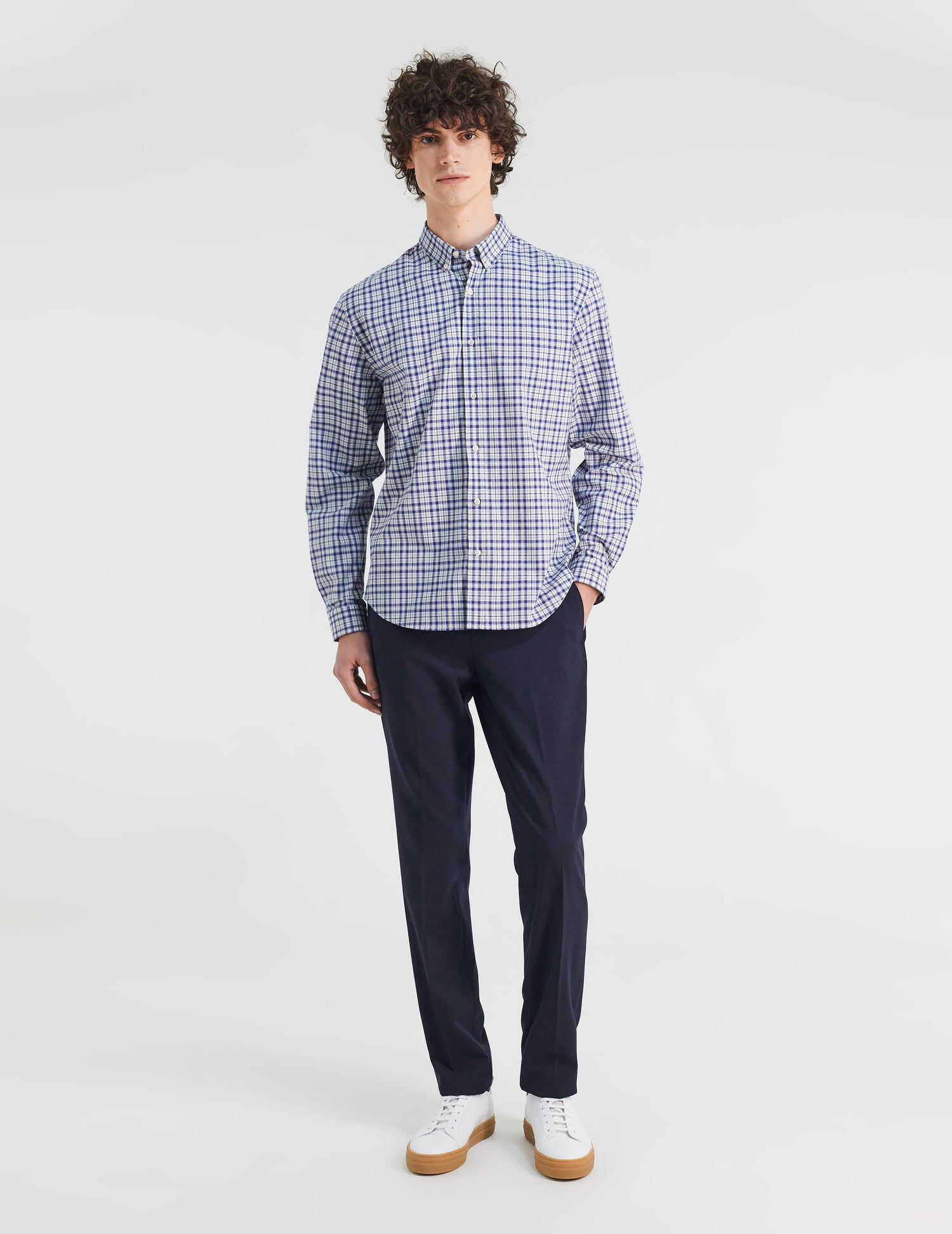 Gaspard shirt with blue checks - Poplin - American Collar#4