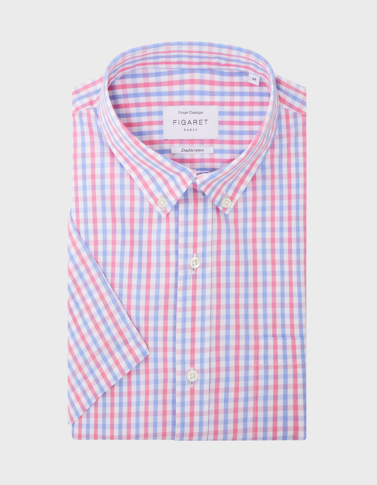 Classic Checked Short Sleeve Shirt - Poplin - American Collar