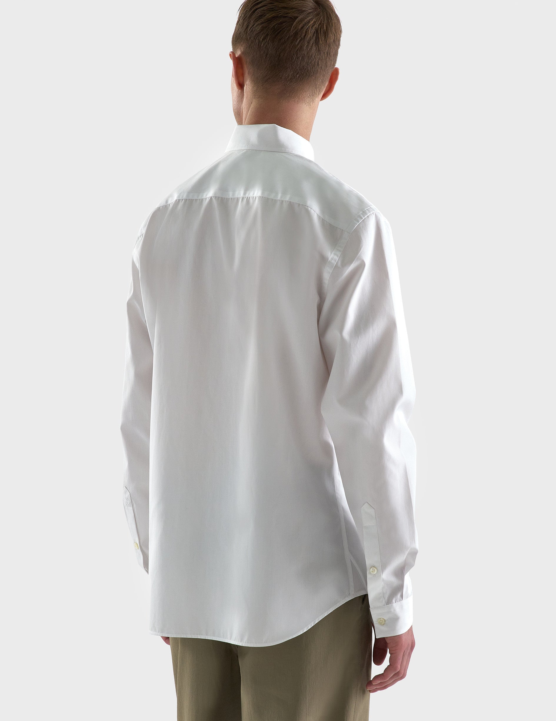 Semi-fitted white shirt - Poplin - Indian Collar