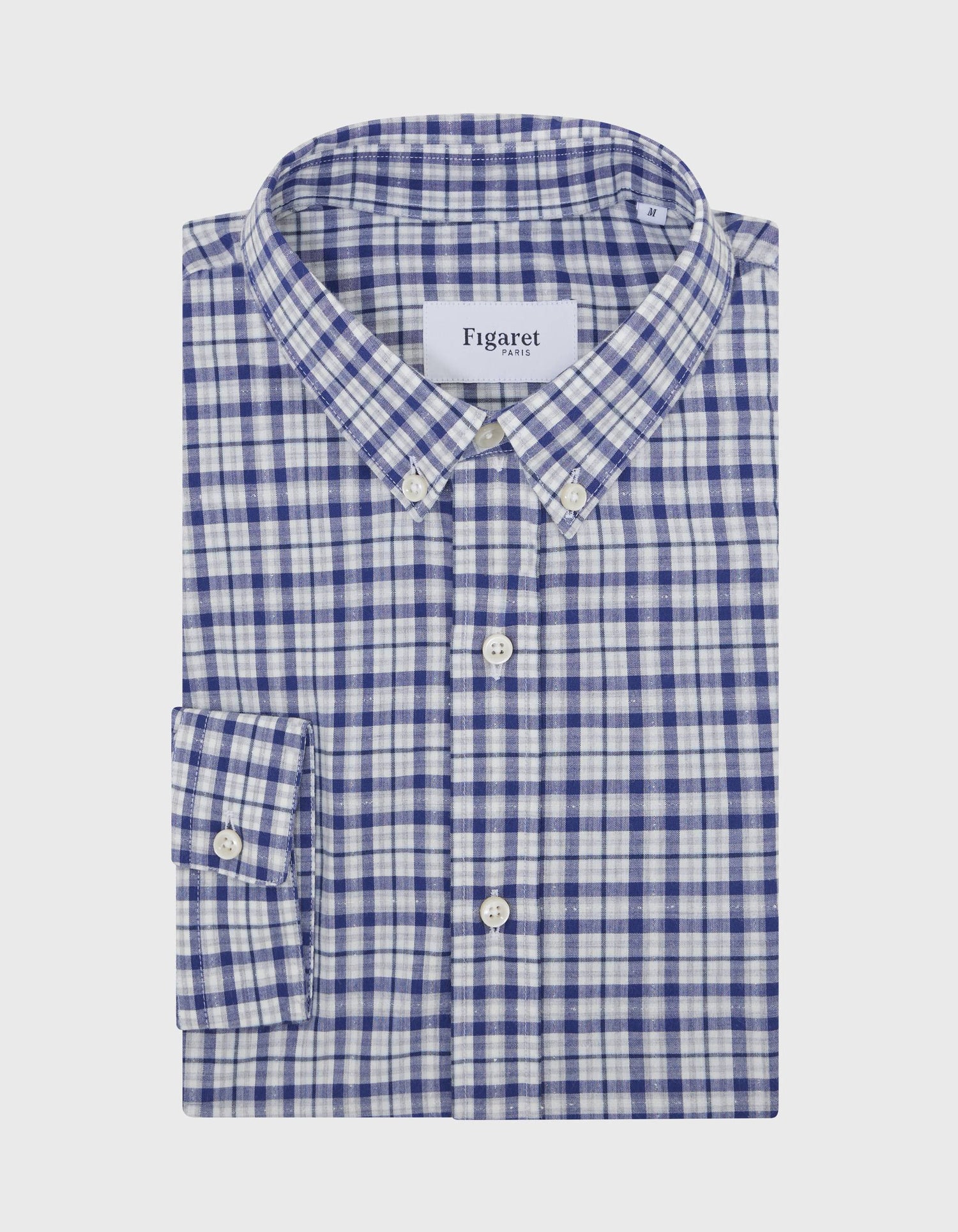 Gaspard shirt with blue checks - Poplin - American Collar
