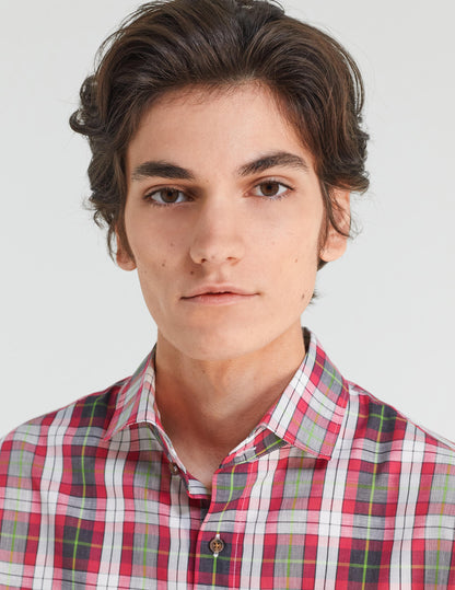 Aristote shirt with pink checks