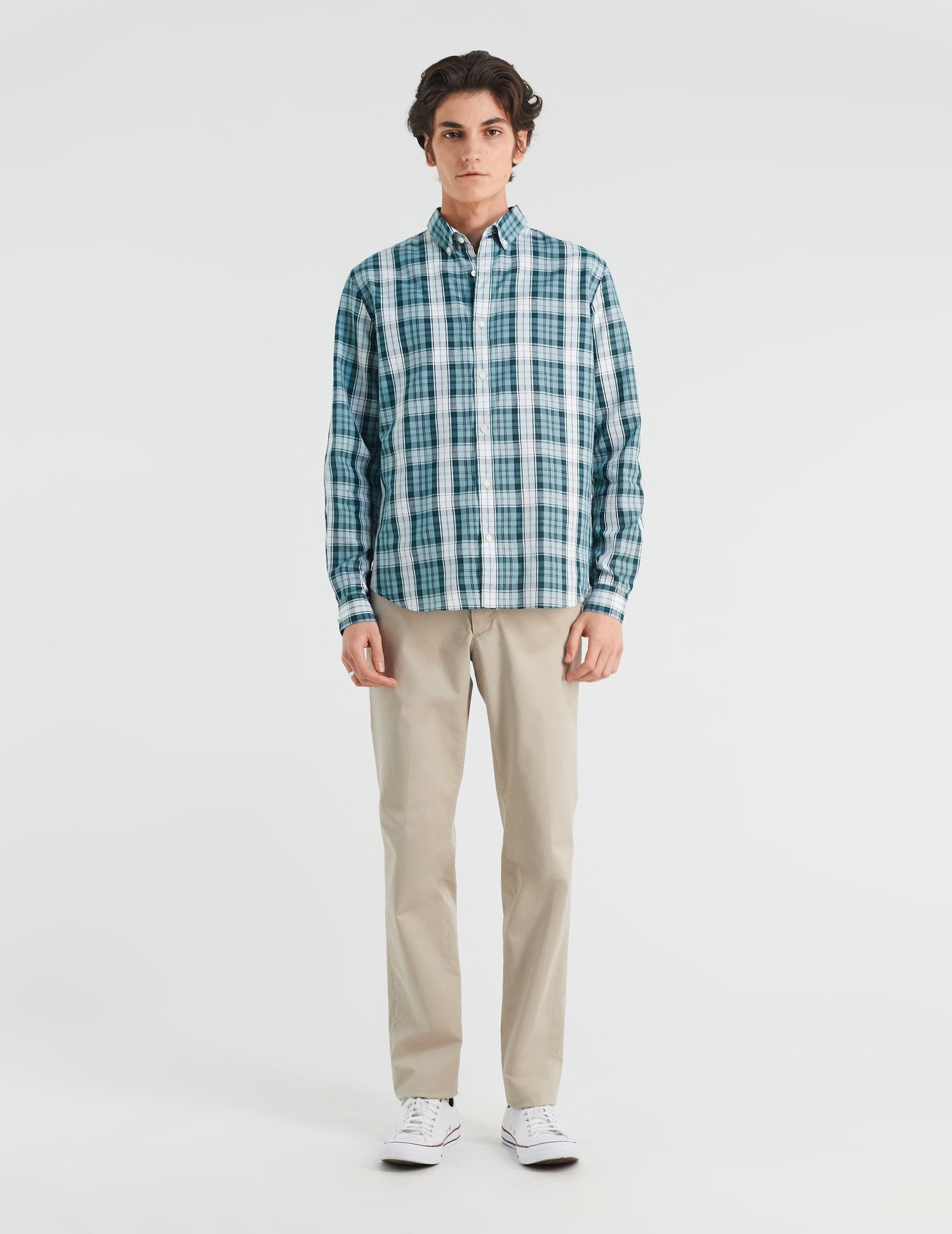 Gaspard shirt with green checks - Poplin - American Collar#4