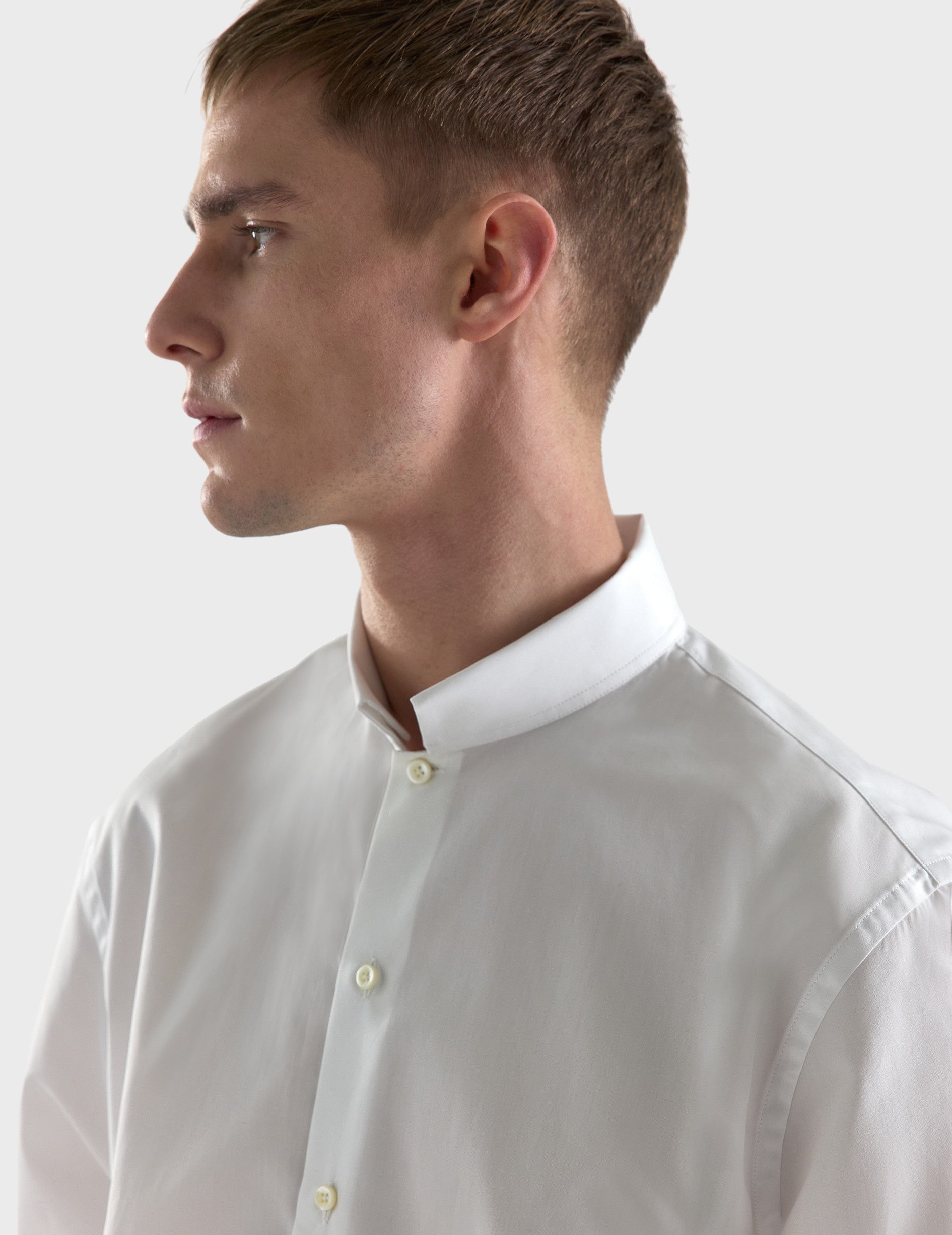 White semi-fitted shirt - Poplin - Indian Collar