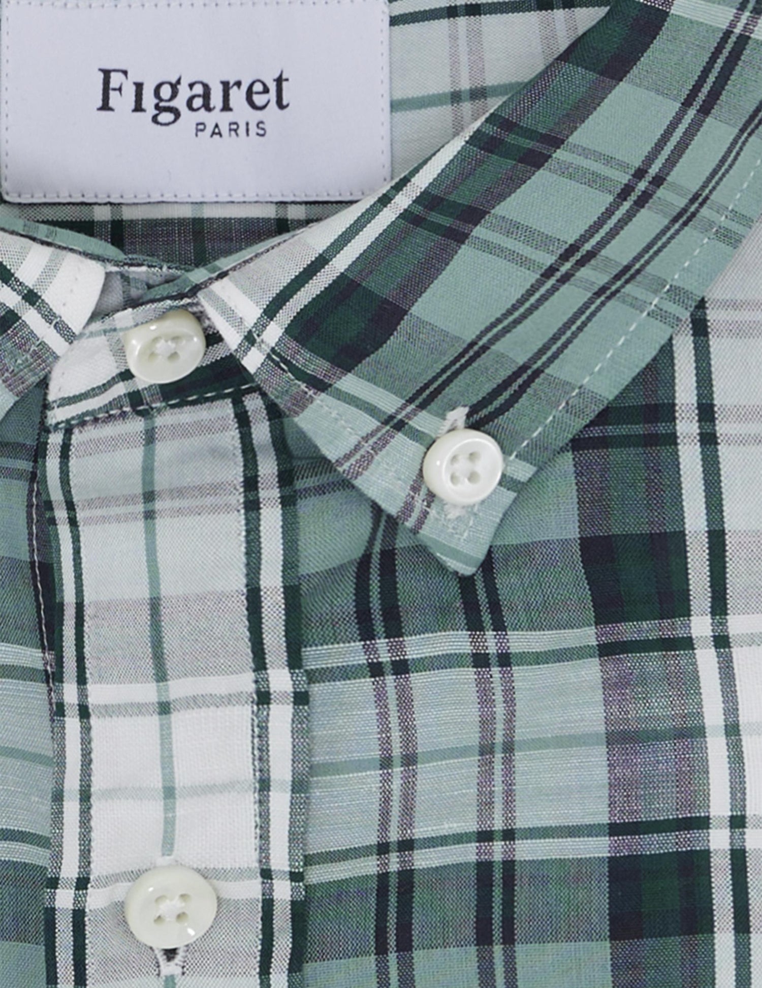 Gaspard shirt with green checks - Poplin - American Collar#6