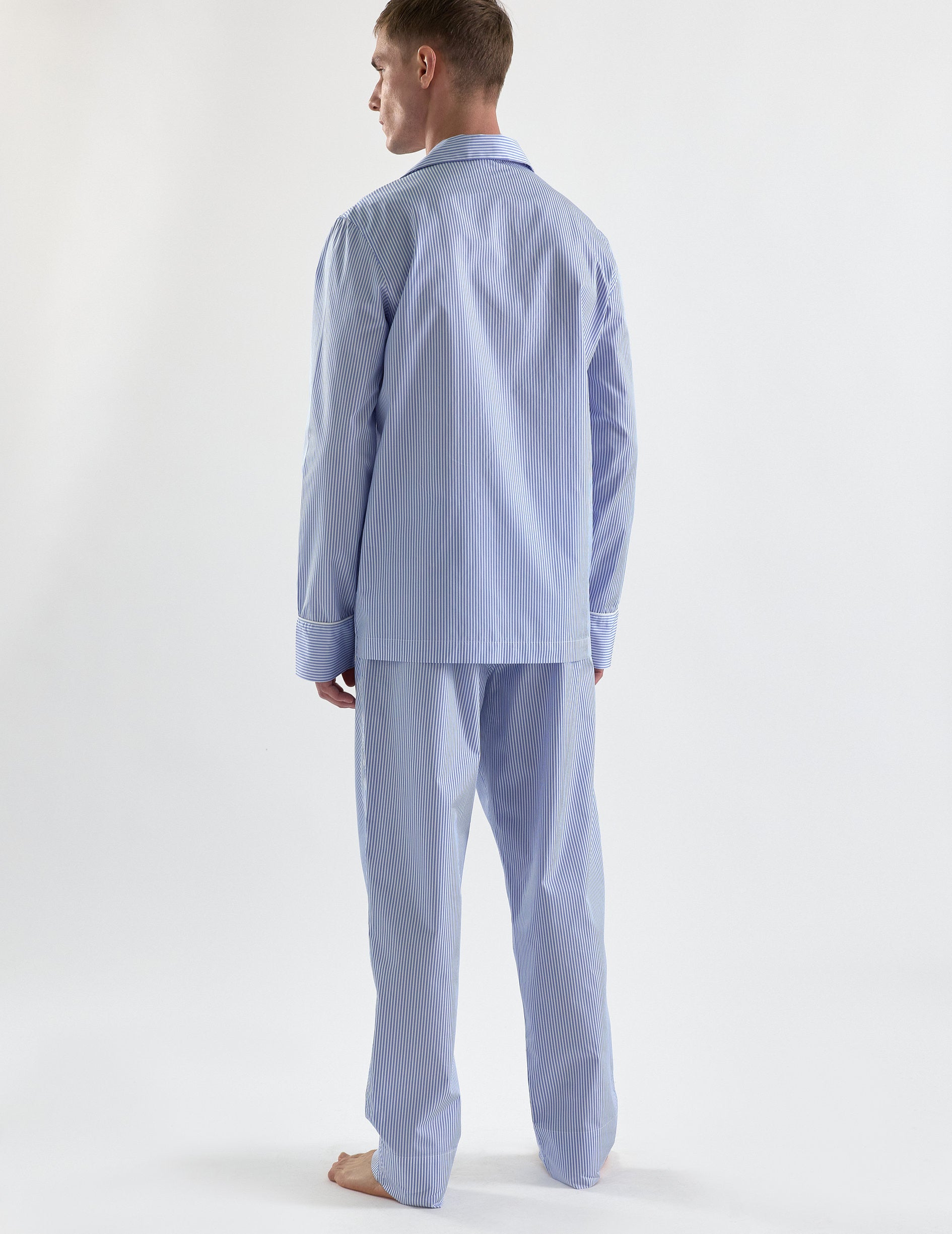 Pyjama Louis en popeline rayée bleue