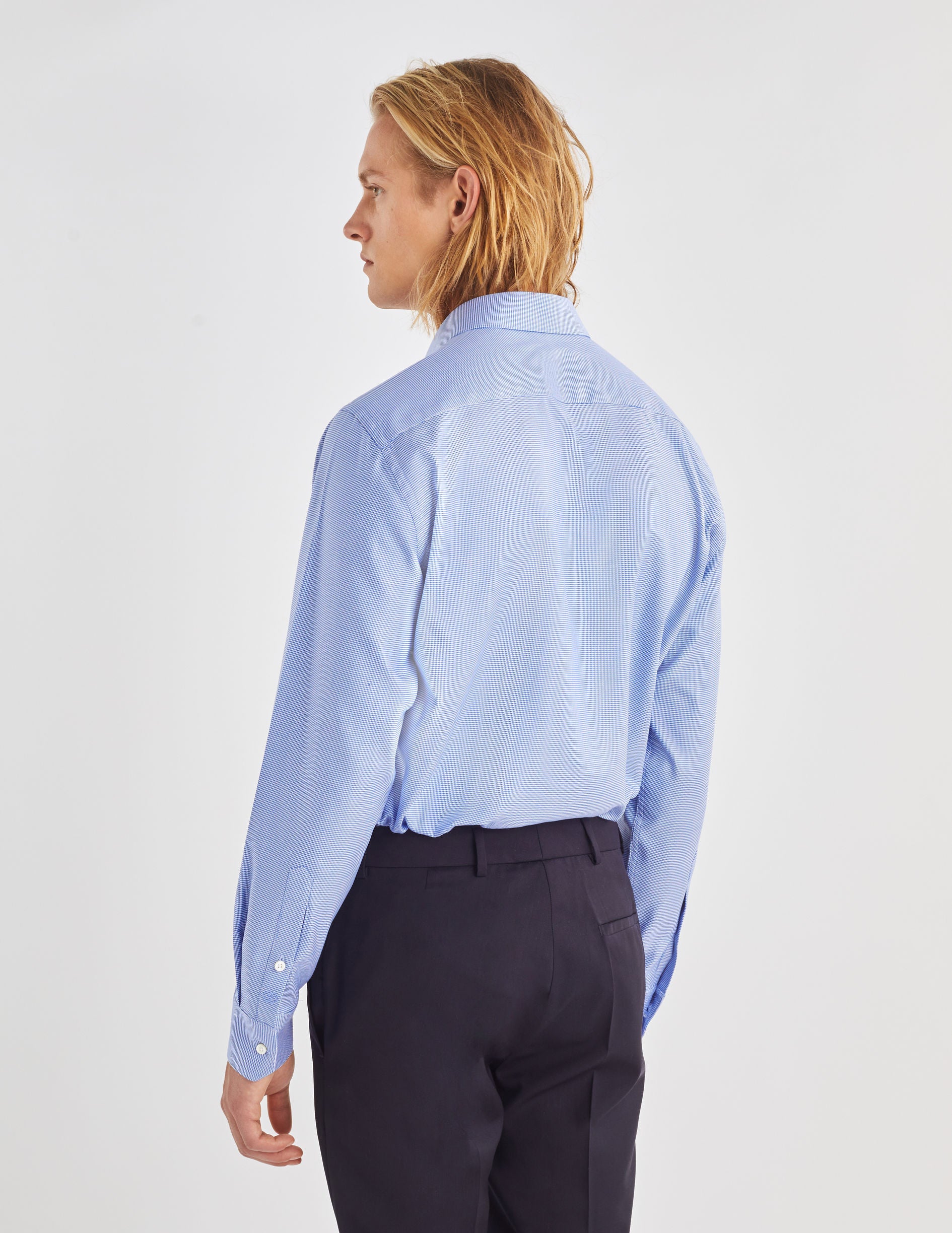 Semi-fitted navy shirt - Shaped - Figaret Collar