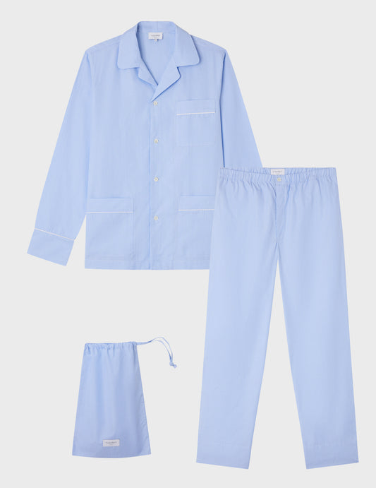 Pyjama Louis en popeline rayée bleue