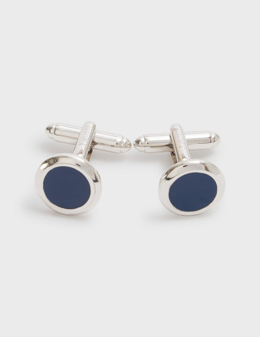 Silver and navy cufflinks