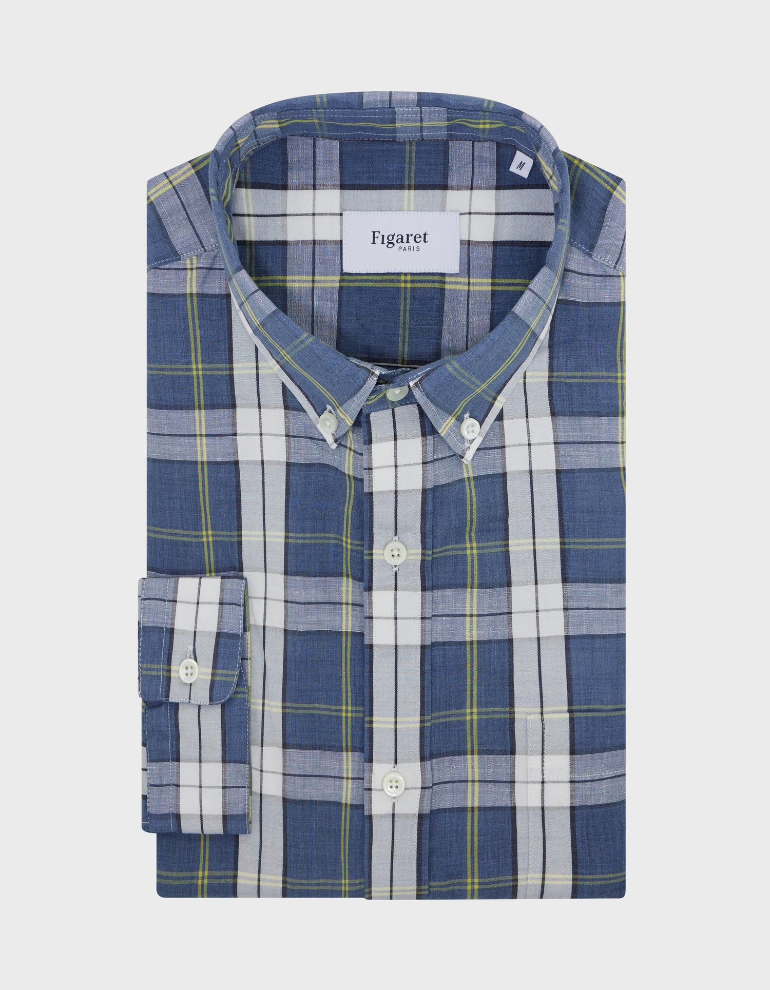 Gabriel shirt with blue checks - Poplin - American Collar