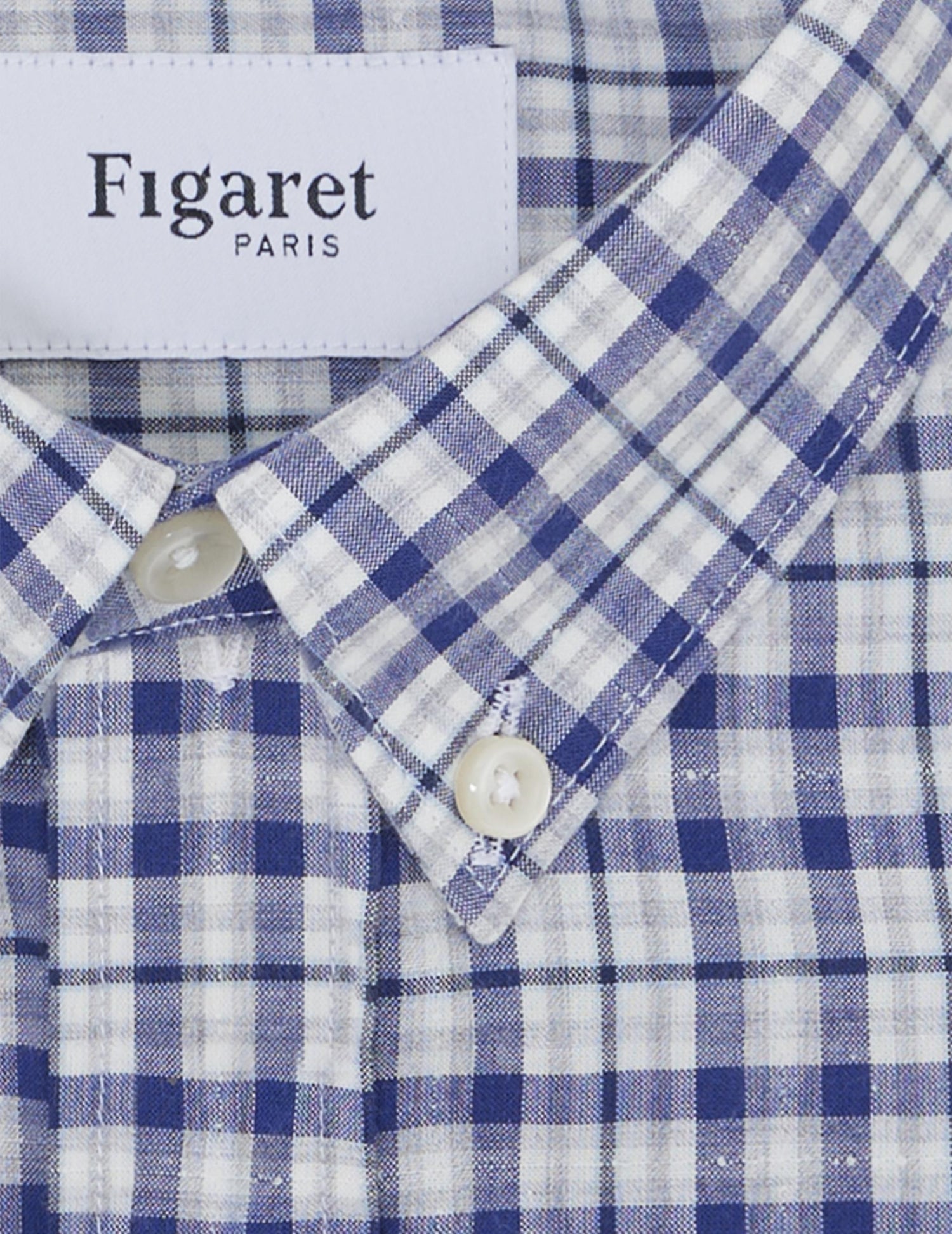 Gaspard shirt with blue checks - Poplin - American Collar#6