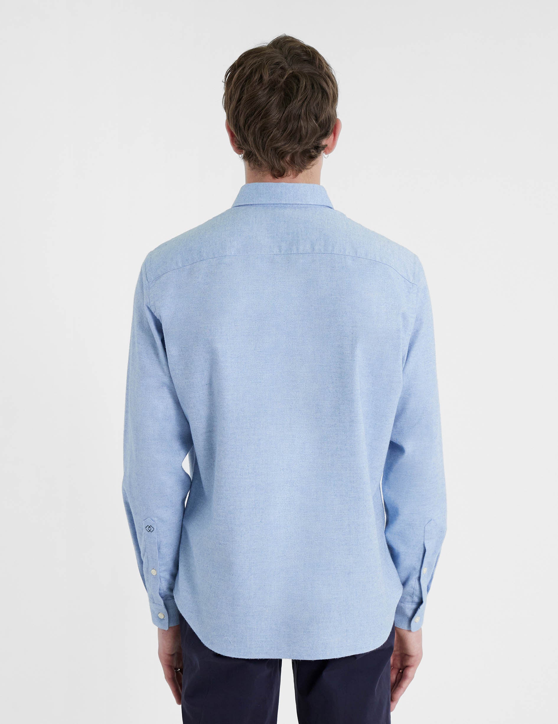 Gaspard shirt in blue cotton cashmere - Flannel - American Collar
