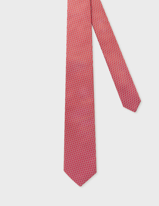 Patterned red silk tie