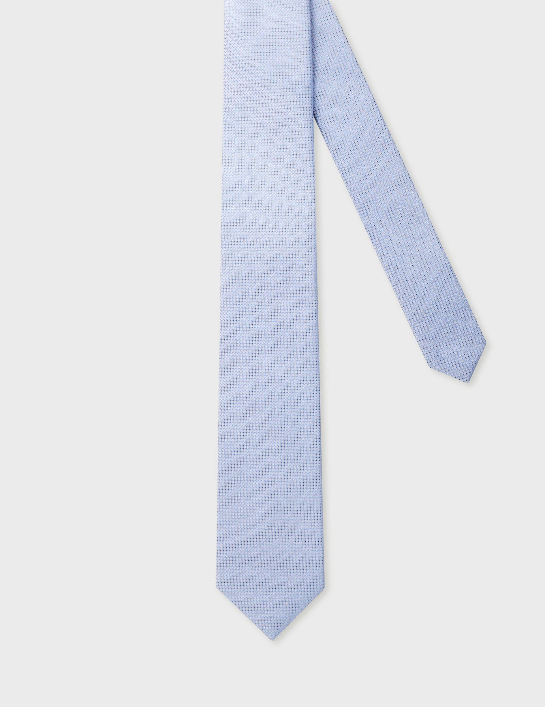 Patterned light blue silk tie