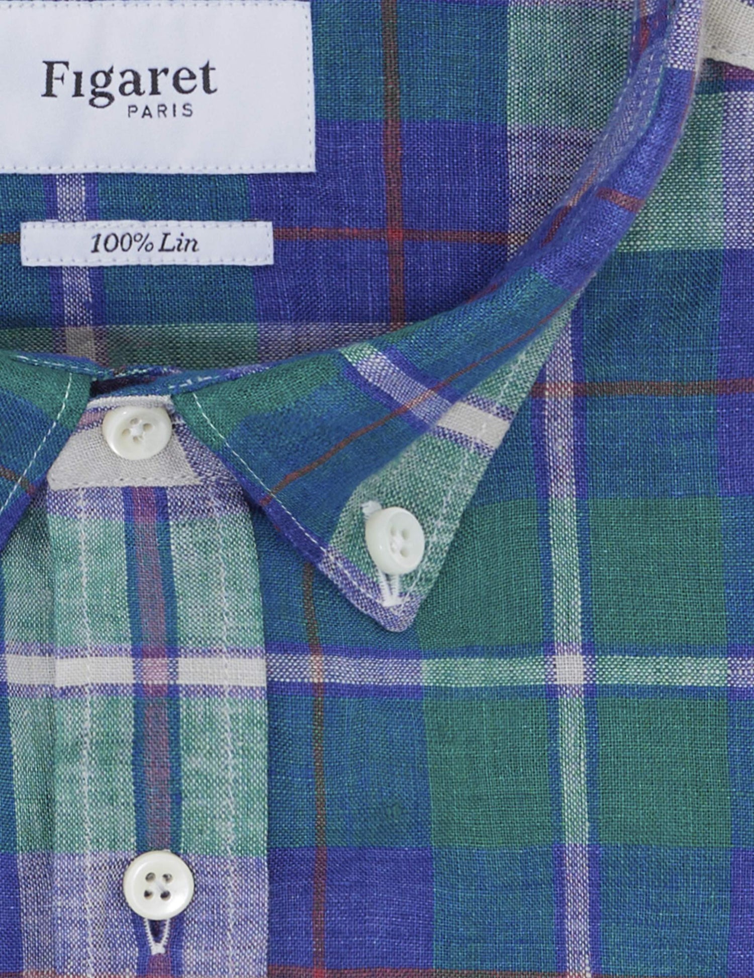 Gaspard linen shirt with blue checks - Linen - American Collar#6