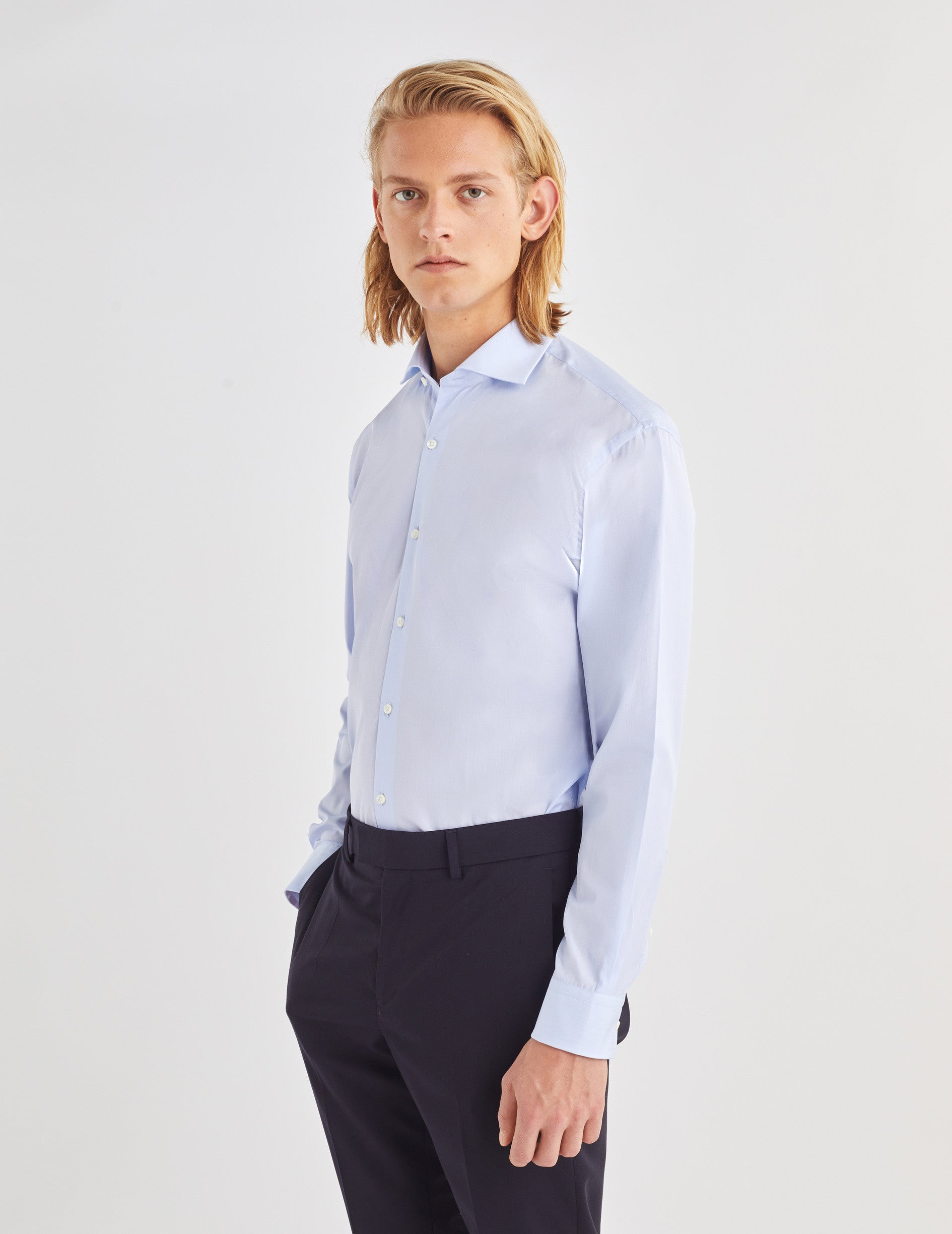 Classic blue shirt - Wire to wire - Italian Collar