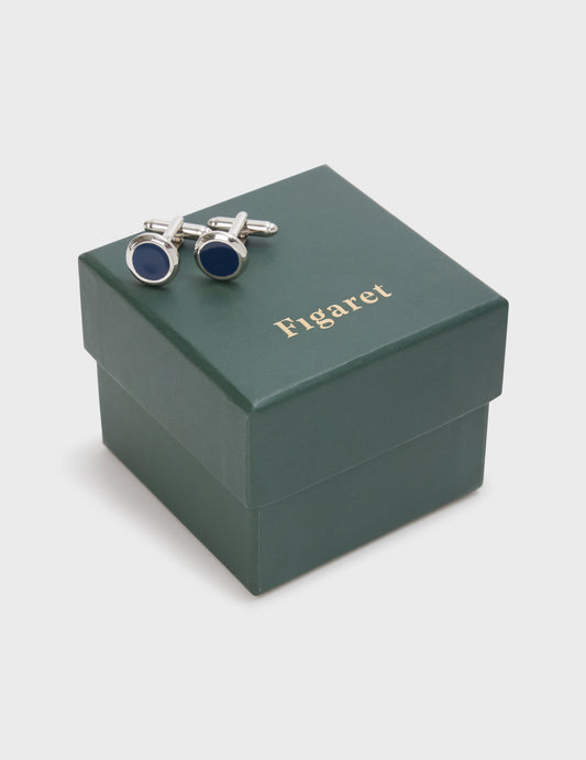 Silver and navy cufflinks