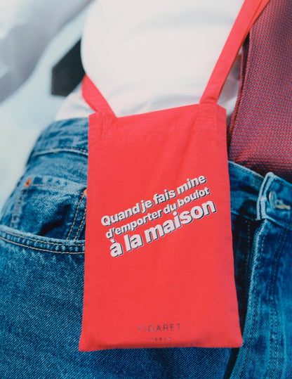 Micro tote bag "Quand je fais mine d'emporter du boulot à la maison" - @couturfu x Figaret