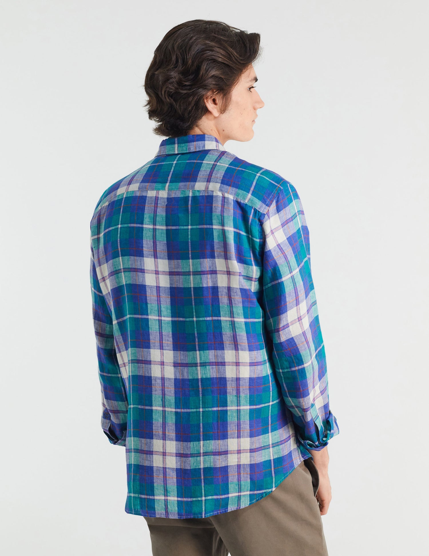 Gaspard linen shirt with blue checks - Linen - American Collar#3