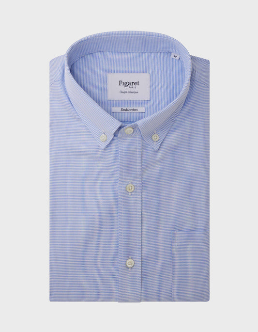 Classic shirt short sleeves blue - Shaped - American Collar